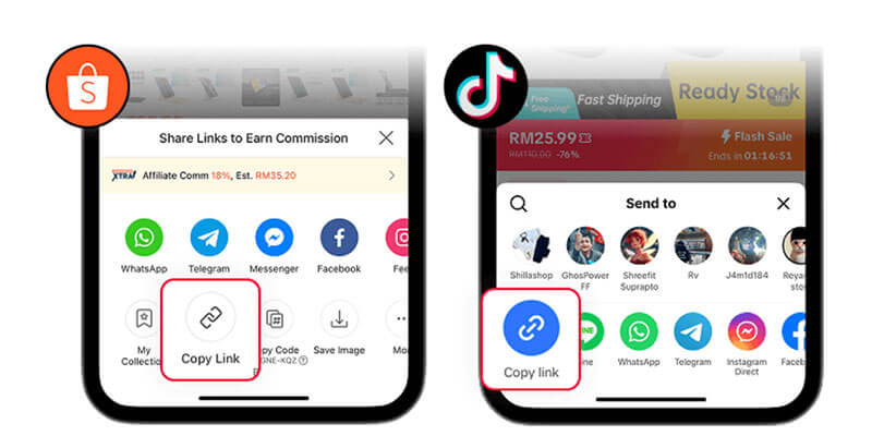 MOVA Cashback - How to copy link